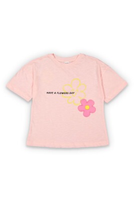 Wholesale Girls Printed T-Shirt 6-9Y Tuffy 1099-9104 Light Pink