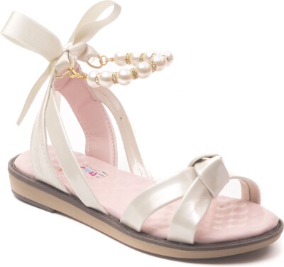 Wholesale Girls Sandals 26-30EU Minican 1060-WTE-P-INCILI Ecru