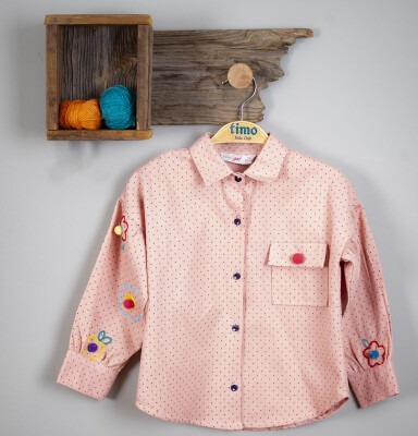 Wholesale Girls Shirt 2-5Y Timo 1018-T3KDÜ012235862 Salmon Color 