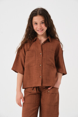 Wholesale Girls Short Sleeve Shirt with Pockets 8-15Y Jazziee 2051-241Z4ALM81 - Jazziee (1)