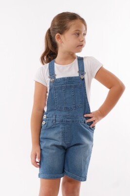 Wholesale Girls Shorts Denim Overalls (T-shirt Not Included) 2-5Y Varol Kids 1073-7282 Light Blue
