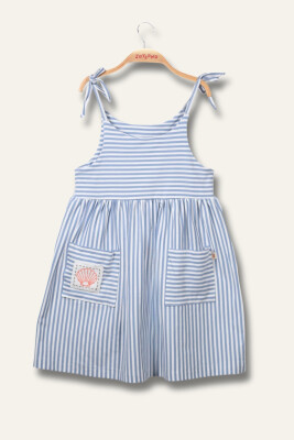 Wholesale Girl's Striped Combed Dress with Straps 1-12Y Zeyland 1070-251Z4SCR37 Blue