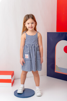 Wholesale Girl's Striped Combed Dress with Straps 1-12Y Zeyland 1070-251Z4SCR37 - Zeyland