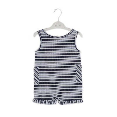 Wholesale Girls Striped Rompers 2-5Y Divonette 1023-1774-2 Navy 