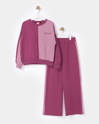 Wholesale Girls Tracksuit Set 7-10Y Miniloox 1054-23825 Dark Plum