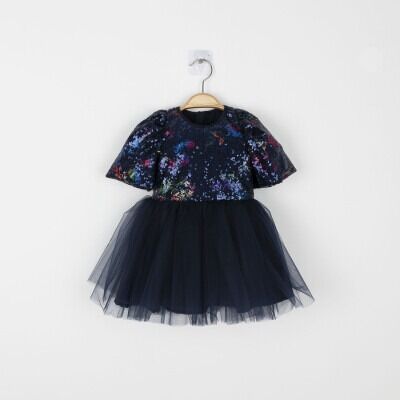 Wholesale Girls Tulle Dress 2-5Y Cumino 1014-CMN3381 Navy 