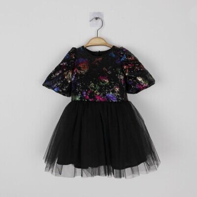 Wholesale Girls Tulle Dress 2-5Y Cumino 1014-CMN3381 Black