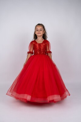 Wholesale Girls Tulle Dress 6-10Y Bertula Kids 2003-4695 - Bertula Kids (1)