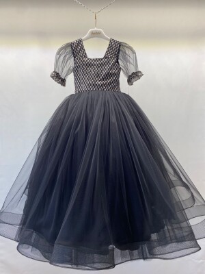 Wholesale Girls Tulle Dress 6-10Y Bertula Kids 2003-4695 Anthracite Color