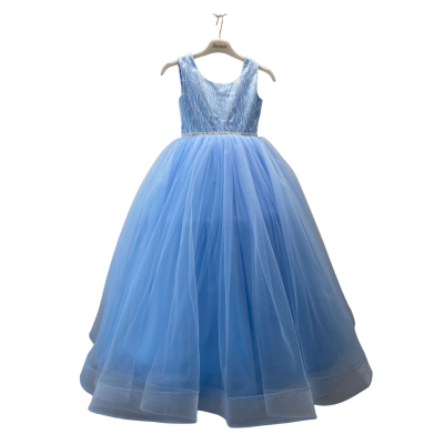 Wholesale Girls Tulle Dress 6-10Y Bertula Kids 2003-4804 Light Blue