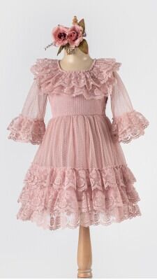 Wholesale Girls Tulle Dress 6-12Y Tivido 1042-2490 Blanced Almond