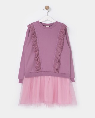 Wholesale Girls Tulle Dress 6-9Y Bupper Kids 1053-23942 Light Plum