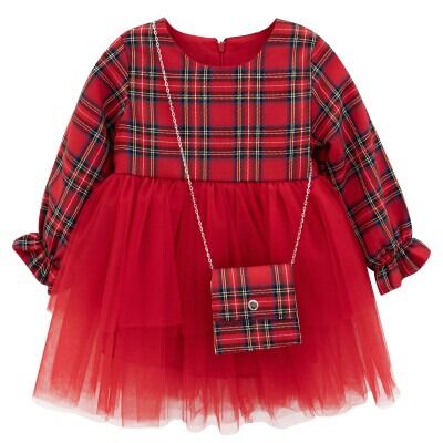 Wholesale Girls Tulle Dress and Bag Set 2-5Y Lilax 1049-6207 - Lilax (1)