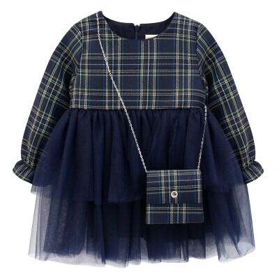 Wholesale Girls Tulle Dress and Bag Set 2-5Y Lilax 1049-6207 Navy 