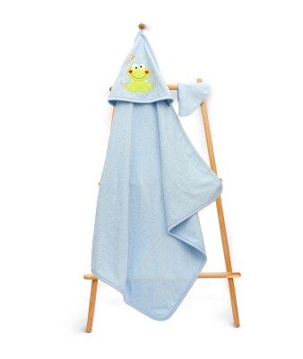 Wholesale Kids Unisex 2-Piece Set with Scrub Mitt and Towel 80x80cm Babyline 2015-9-103 Blue