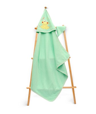 Wholesale Kids Unisex 2-Piece Set with Scrub Mitt and Towel 80x80cm Babyline 2015-9-103 Mint Green 