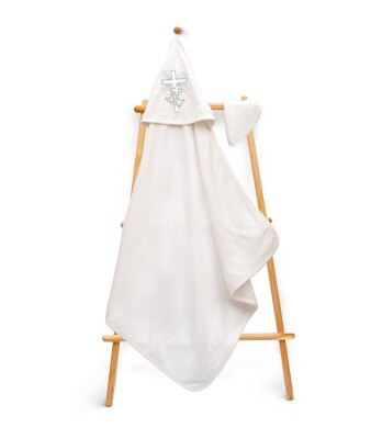 Wholesale Kids Unisex 2-Piece Set with Scrub Mitt and Towel 80x80cm Babyline 2015-9-361 Ecru