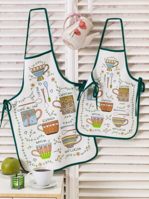 Wholesale Mother and Child Apron Set 5-12Y Ramel Kids 1072-860 - Ramel Kids
