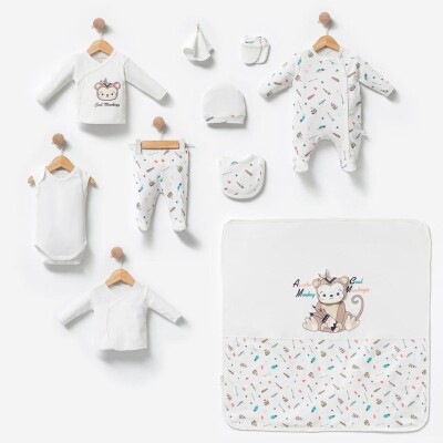 Wholesale Unisex Baby 10-Piece Newborn Set 0M Babyline 2015-BBLN-9570 Ecru