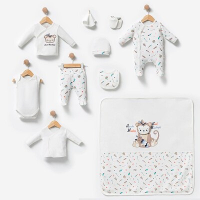 Wholesale Unisex Baby 10-Piece Newborn Set 0M Babyline 2015-BBLN-9570 Ecru1