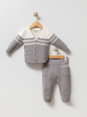 Wholesale Unisex Baby 2-Piece Knitwear Cardigan and Pants Set 0-9M Gubo 2002-6019 - Gubo