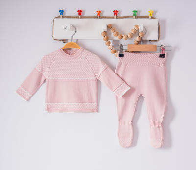 Wholesale Unisex Baby 2-Piece Knitwear Set 0-9M Milarda 2001-6026 Pink