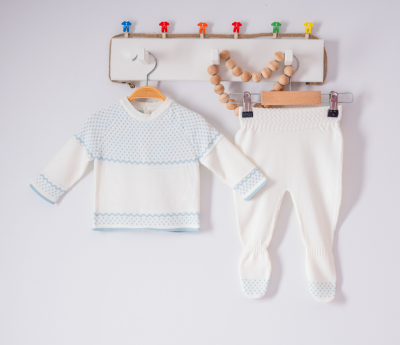Wholesale Unisex Baby 2-Piece Knitwear Set 0-9M Milarda 2001-6026 Ecru