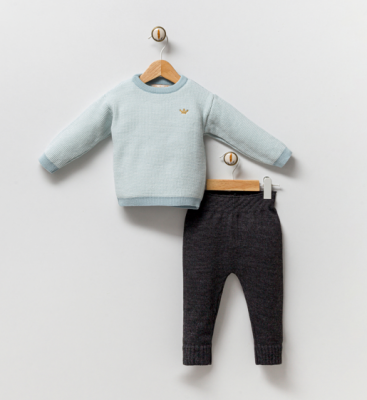 Wholesale Unisex Baby 2-Piece Knitwear Set 3-12M Milarda 2001-6046 Light Blue