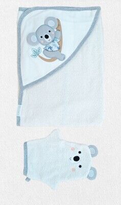 Wholesale Unisex Baby 2-Piece Towel Set 0-18M Tomuycuk 1074-55095 Gray