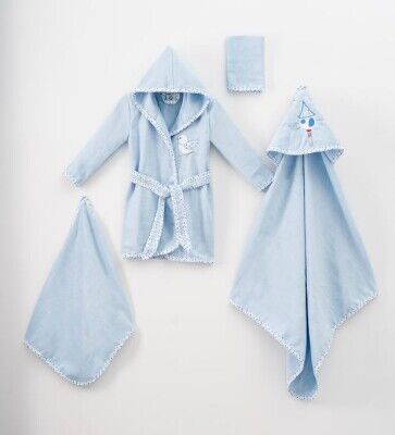 Wholesale Unisex Baby 4-Piece Unisex Bamboo Bathrobe Set 0-36M Ramel Kids 1072-706 - Ramel Kids