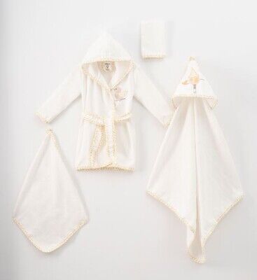 Wholesale Unisex Baby 4-Piece Unisex Bamboo Bathrobe Set 0-36M Ramel Kids 1072-706 Beige