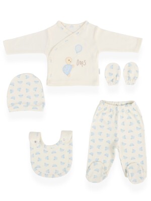 Wholesale Unisex Baby 5-Piece Newborn Set 0-3M Bebitof 2020-20067 Blue
