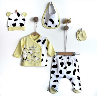 Wholesale Unisex Baby 5-Piece Newborn Set 0-3M Minizeyn 2014-7025 Yellow