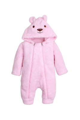 Wholesale Unisex Baby Double Zipper Welsoft Jumpsuit 3-12M Kidexs 1026-40126 Light Pink