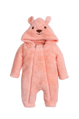 Wholesale Unisex Baby Double Zipper Welsoft Jumpsuit 3-12M Kidexs 1026-40126 Salmon Color 