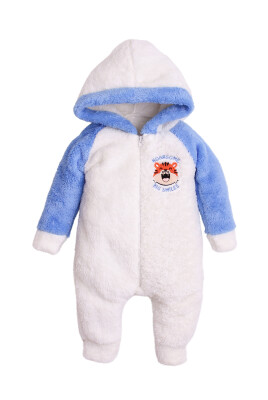 Wholesale Unisex Baby Embroidered Welsoft Coverall 3-12M Kidexs 1026-40153 Blue