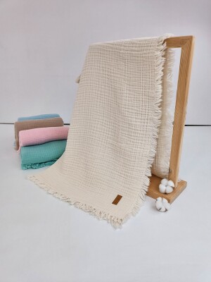 Wholesale Unisex Baby Muslin Blanket 100*120 Tomuycuk 1074-10240 Ecru