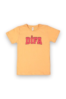 Wholesale Unisex Baby Printed T-Shirt 9-12Y Difa 1078-17618 Orange