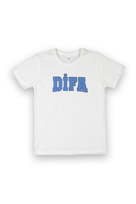 Wholesale Unisex Baby Printed T-Shirt 9-12Y Difa 1078-17618 Ecru