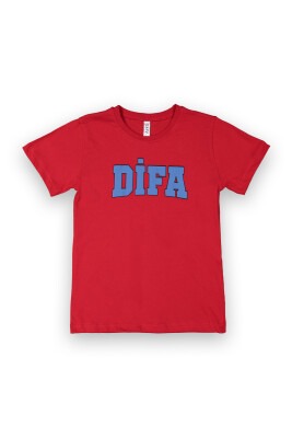 Wholesale Unisex Baby Printed T-Shirt 9-12Y Difa 1078-17618 Red
