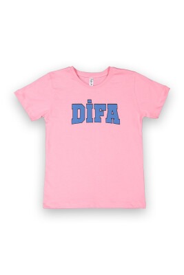Wholesale Unisex Baby Printed T-Shirt 9-12Y Difa 1078-17618 Pink