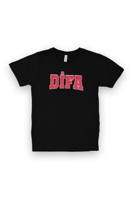 Wholesale Unisex Baby Printed T-Shirt 9-12Y Difa 1078-17618 Black