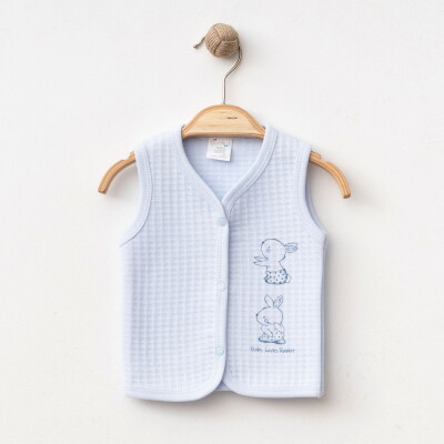 Wholesale Unisex Baby Quilted Vest Newborn Set 0-9M Gümüş Baby 2043-00400-1 Blue