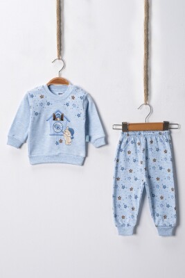 Wholesale Unisex Baby Star Pajamas Set 3-9M Hoppidik 2017-2393 Blue