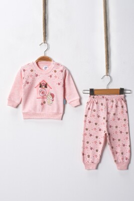 Wholesale Unisex Baby Star Pajamas Set 3-9M Hoppidik 2017-2393 Salmon Color 