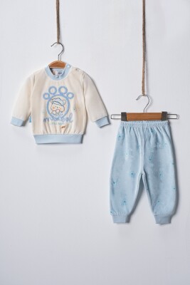 Wholesale Unisex Baby Tracksuit Set 3-9M Hoppidik 2017-2386 Blue