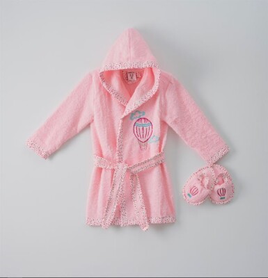 Wholesale Unisex Bathrobe Set 1-5Y Ramel Kids 1072-492 Pink