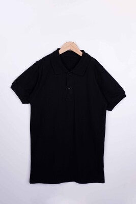 Wholesale Unisex Children's Short Sleeve Polo Neck T-Shirt 10-13Y Interkidsy Basic 2027-2306 Black