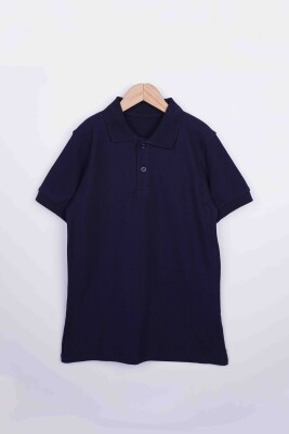 Wholesale Unisex Children's Short Sleeve Polo Neck T-Shirt 10-13Y Interkidsy Basic 2027-2306 Navy 