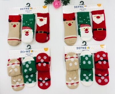 Wholesale Unisex Kids 12-Piece Christmas Theme Socks Defne 1064-DFN3H-U004-23(3-4Y) - Defne